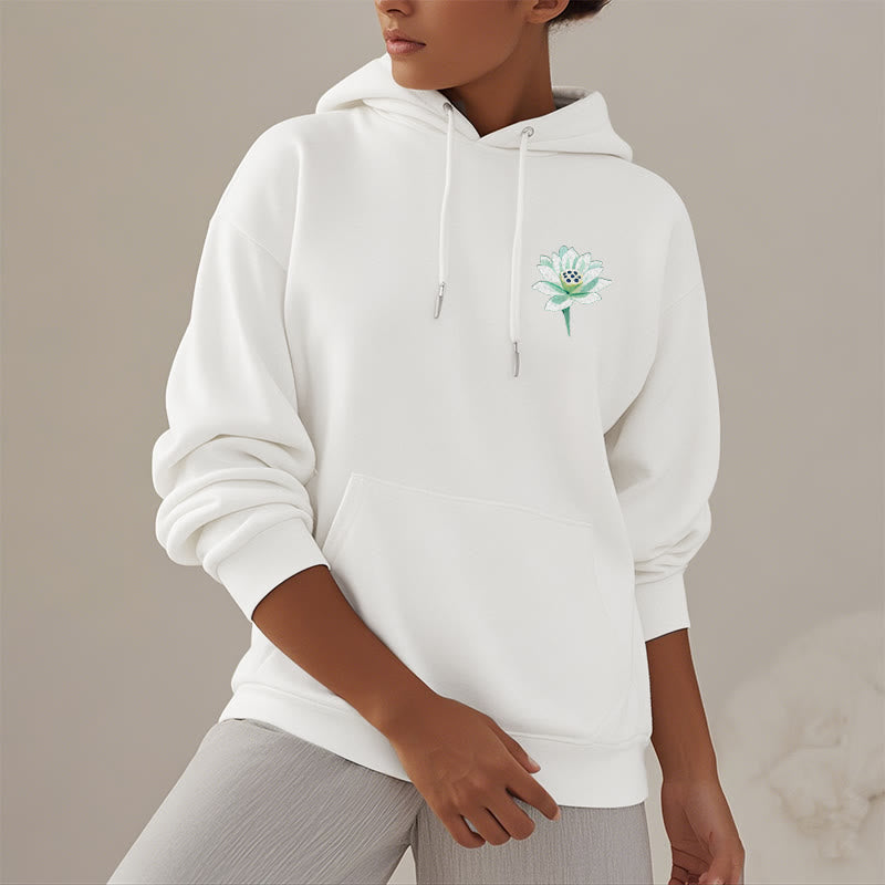 Buddha Stones Lotus Ne jamais être contrôlé par trois choses Sweat à capuche en polyester doublé polaire