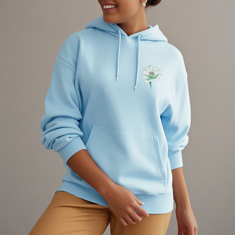 Buddha Stones Lotus Ne jamais être contrôlé par trois choses Sweat à capuche en polyester doublé polaire