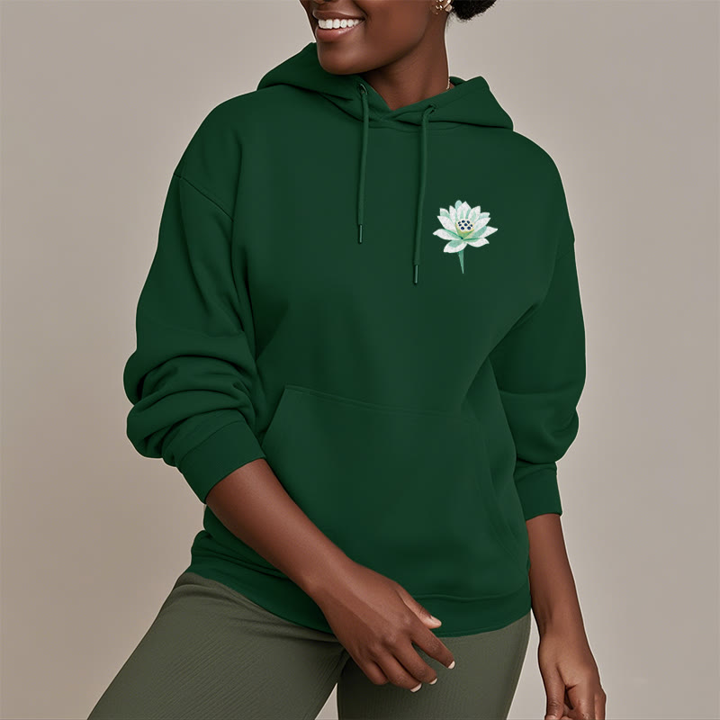 Buddha Stones Lotus Ne jamais être contrôlé par trois choses Sweat à capuche en polyester doublé polaire