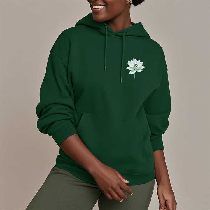 Buddha Stones Lotus Ne jamais être contrôlé par trois choses Sweat à capuche en polyester doublé polaire