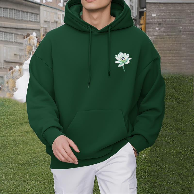 Buddha Stones Lotus Ne jamais être contrôlé par trois choses Sweat à capuche en polyester doublé polaire