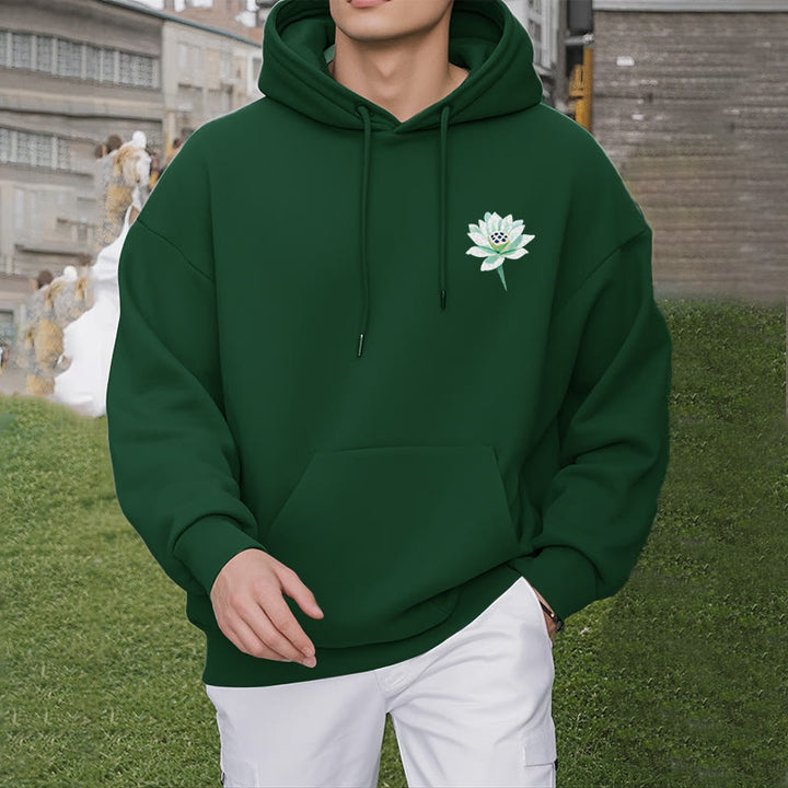 Buddha Stones Lotus Ne jamais être contrôlé par trois choses Sweat à capuche en polyester doublé polaire