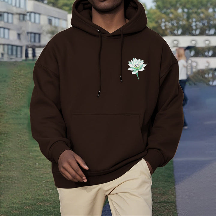 Buddha Stones Lotus Ne jamais être contrôlé par trois choses Sweat à capuche en polyester doublé polaire
