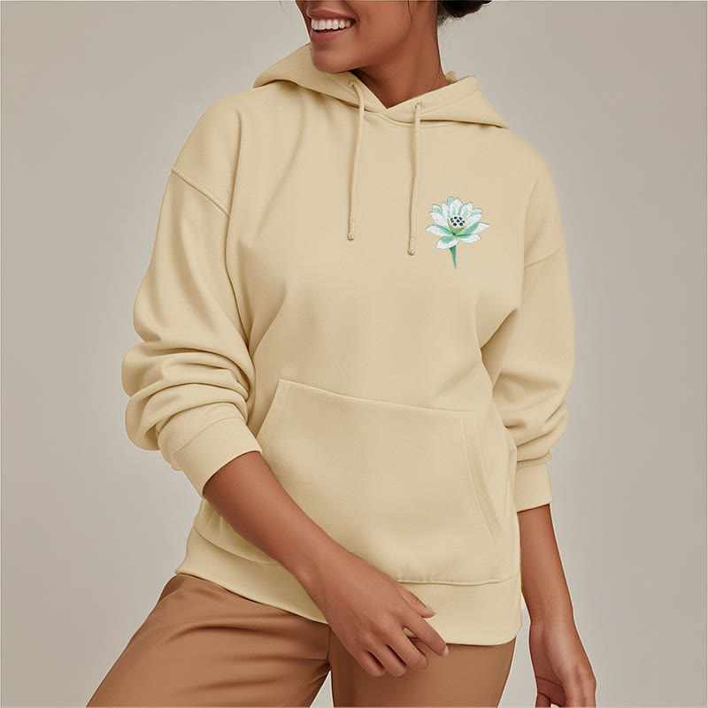 Buddha Stones Lotus Ne jamais être contrôlé par trois choses Sweat à capuche en polyester doublé polaire