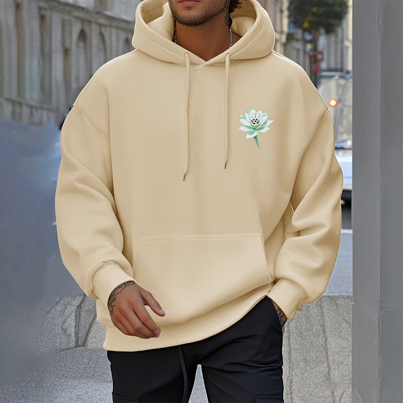 Buddha Stones Lotus Ne jamais être contrôlé par trois choses Sweat à capuche en polyester doublé polaire