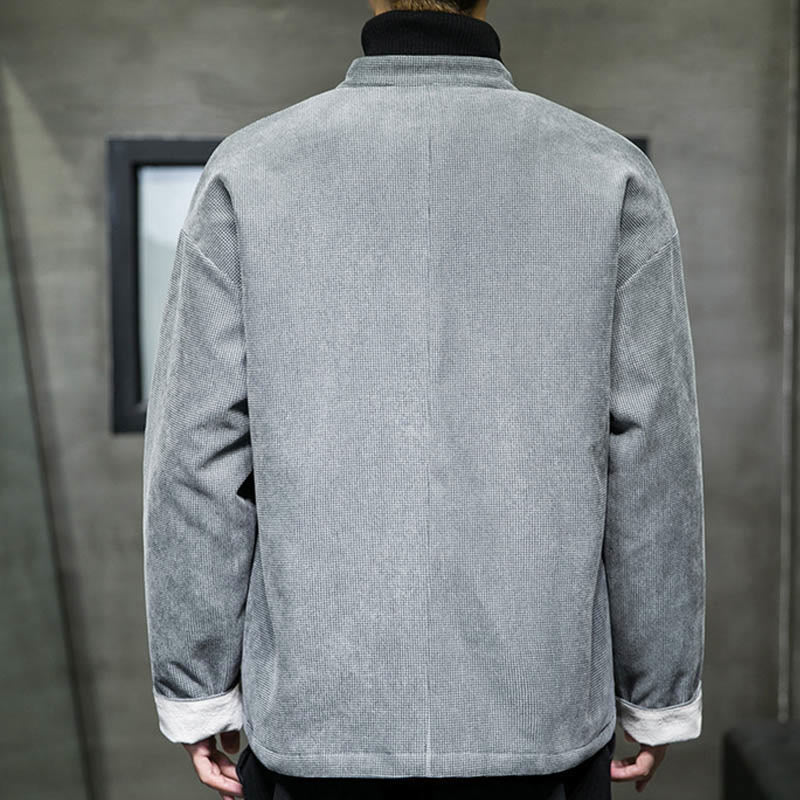 Veste en coton à boutons de grenouille de couleur unie Buddha Stones pour hommes - image 20