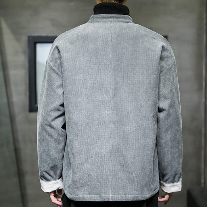 Veste en coton à boutons de grenouille de couleur unie Buddha Stones pour hommes - image 20