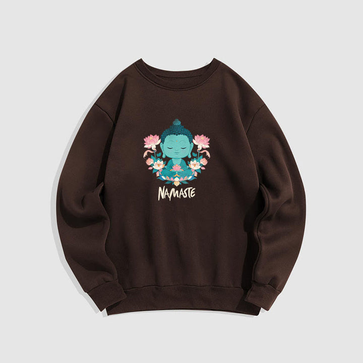 Sweat-shirt doux doublé polaire Bouddha Lotus Méditation NAMASTE Bouddha Buddha Stones