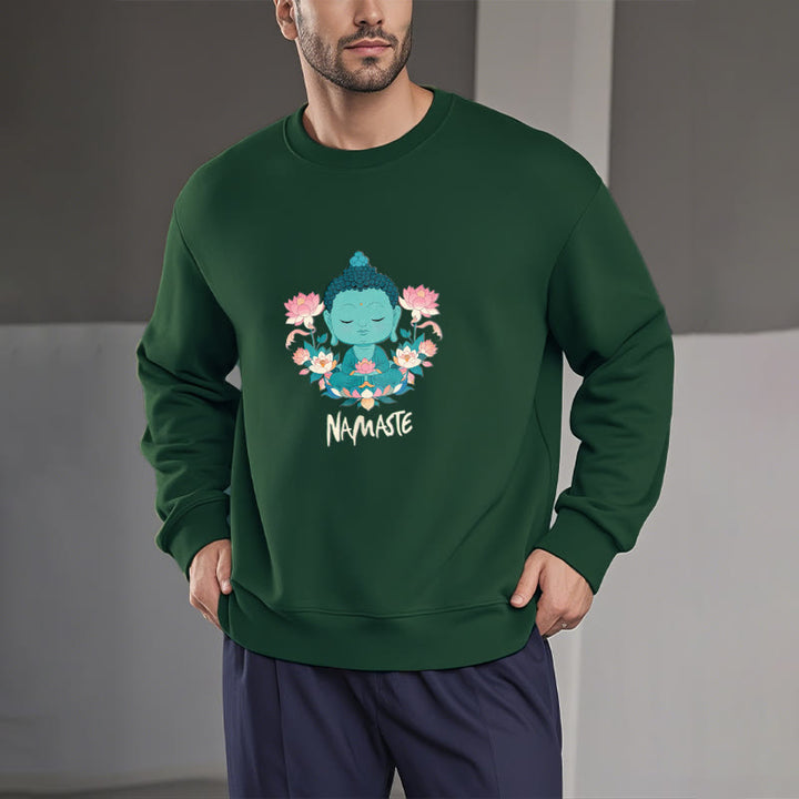 Sweat-shirt doux doublé polaire Bouddha Lotus Méditation NAMASTE Bouddha Buddha Stones
