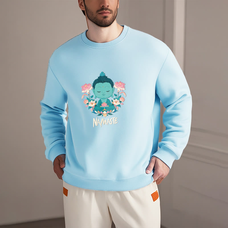 Sweat-shirt doux doublé polaire Bouddha Lotus Méditation NAMASTE Bouddha Buddha Stones