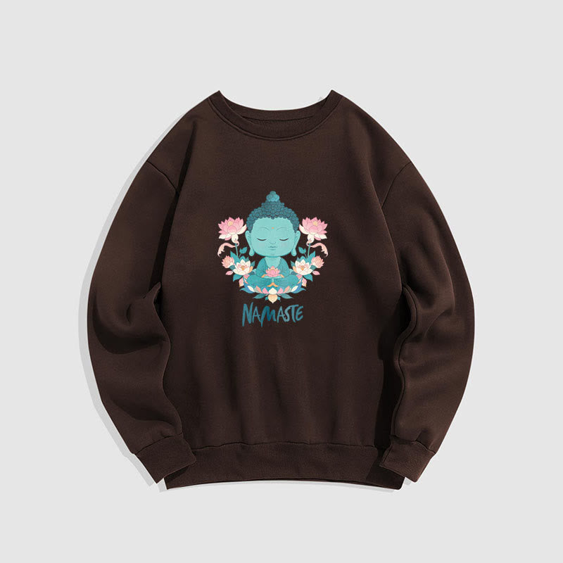 Sweat-shirt doux doublé polaire Bouddha Lotus Méditation NAMASTE Bouddha Buddha Stones