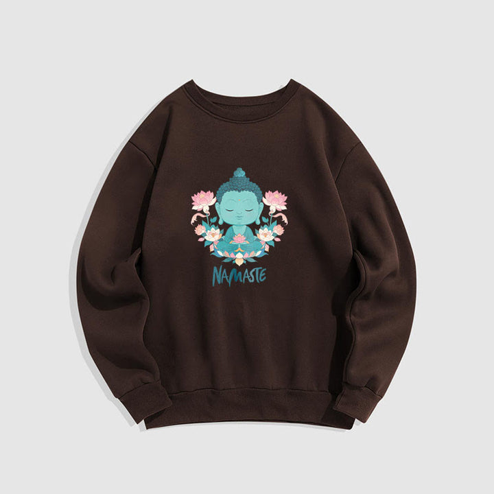 Sweat-shirt doux doublé polaire Bouddha Lotus Méditation NAMASTE Bouddha Buddha Stones