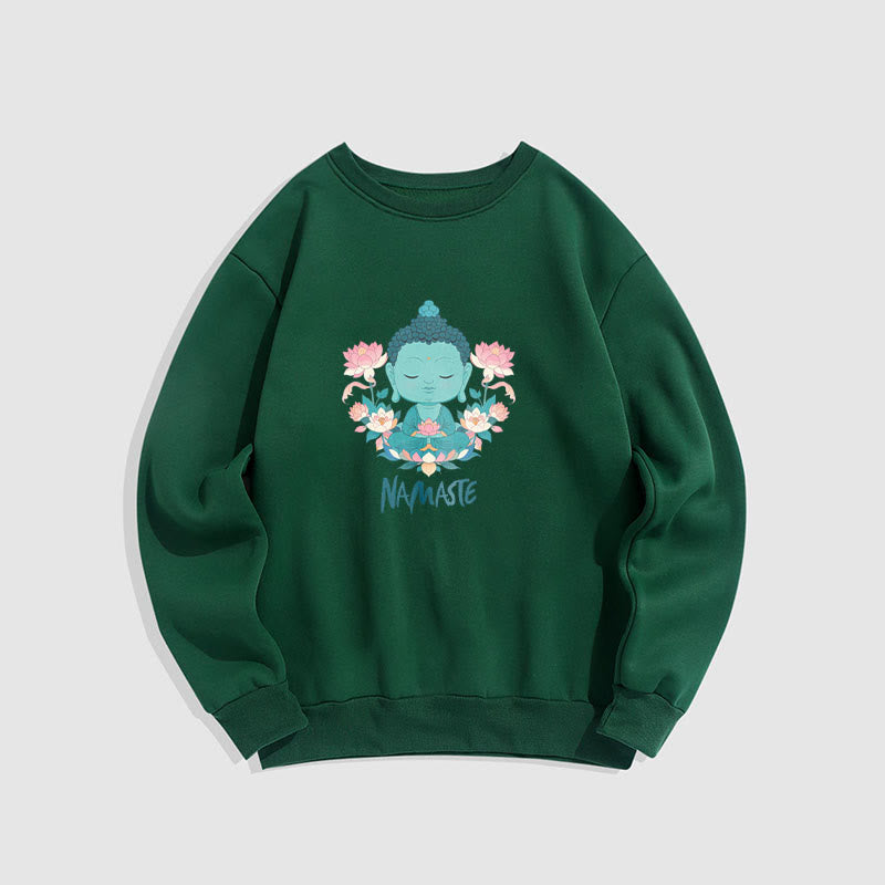 Sweat-shirt doux doublé polaire Bouddha Lotus Méditation NAMASTE Bouddha Buddha Stones