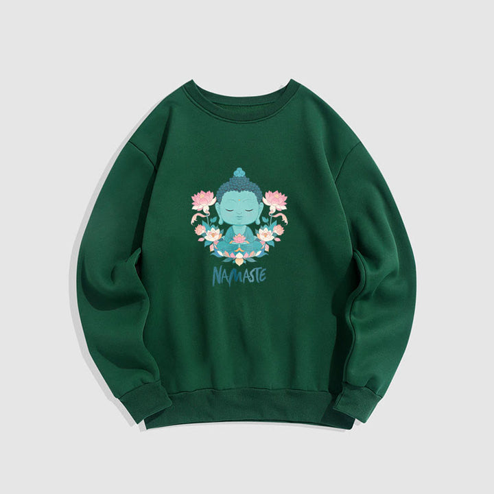 Sweat-shirt doux doublé polaire Bouddha Lotus Méditation NAMASTE Bouddha Buddha Stones