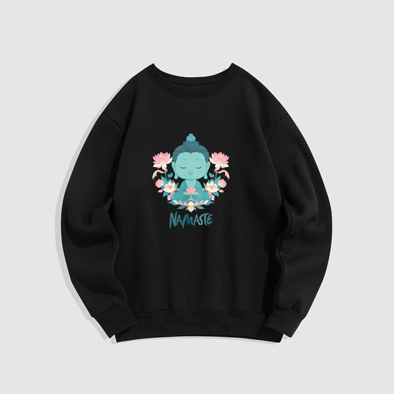 Sweat-shirt doux doublé polaire Bouddha Lotus Méditation NAMASTE Bouddha Buddha Stones
