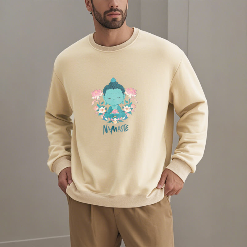 Sweat-shirt doux doublé polaire Bouddha Lotus Méditation NAMASTE Bouddha Buddha Stones