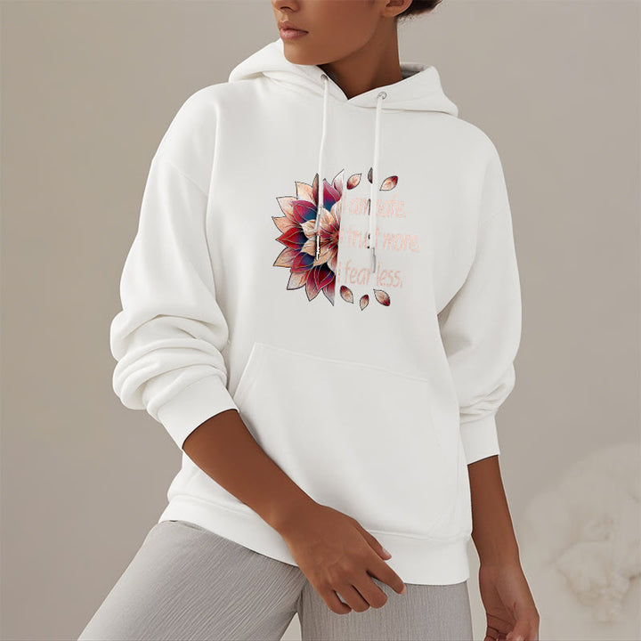 Buddha Stones Je suis en sécurité J'ai plus confiance J'ai moins peur Lotus Sweat à capuche doublé en polaire polyester