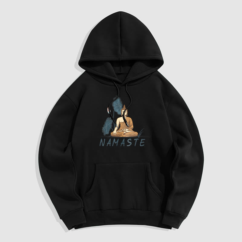 Sweat à capuche doublé en polaire polyester Buddha Stones Méditation NAMASTE