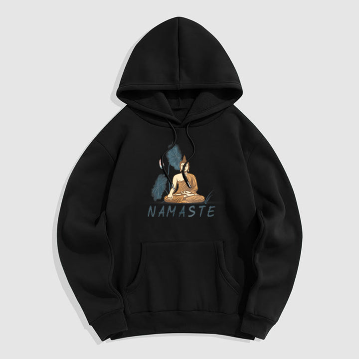 Sweat à capuche doublé en polaire polyester Buddha Stones Méditation NAMASTE