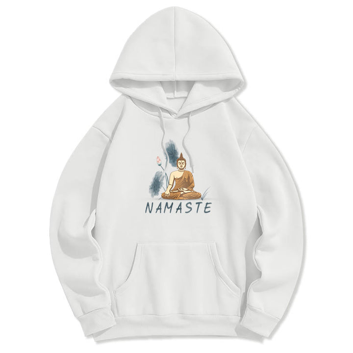 Sweat à capuche doublé en polaire polyester Buddha Stones Méditation NAMASTE