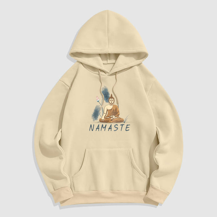 Sweat à capuche doublé en polaire polyester Buddha Stones Méditation NAMASTE