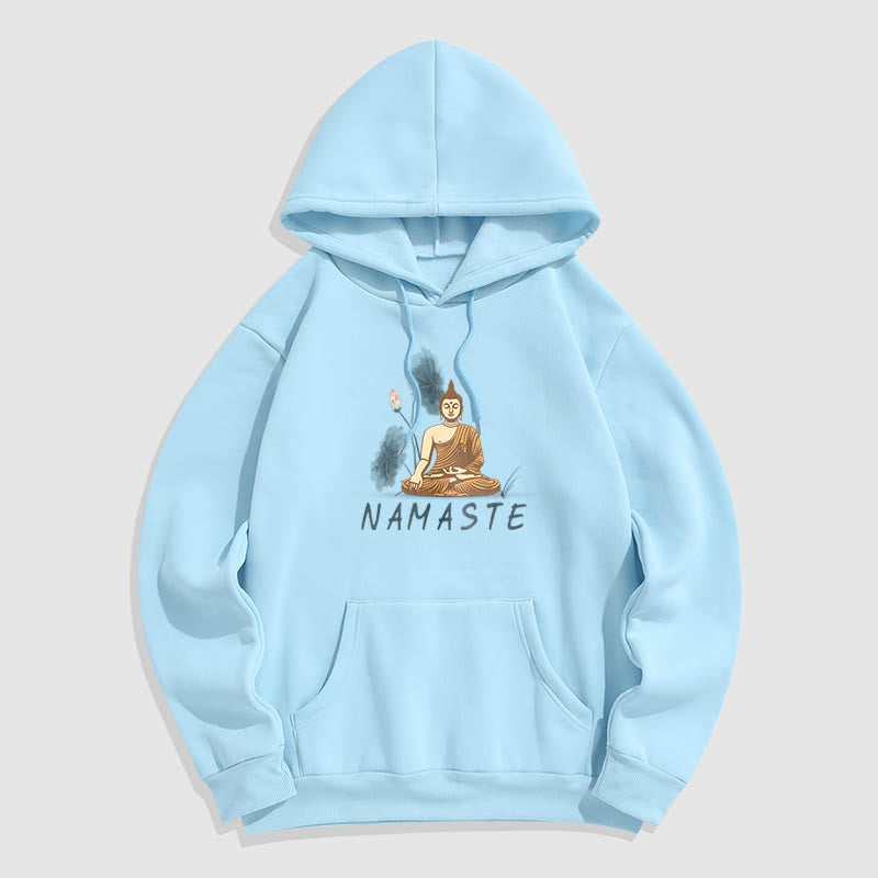 Sweat à capuche doublé en polaire polyester Buddha Stones Méditation NAMASTE