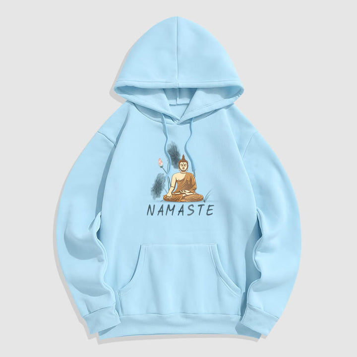Sweat à capuche doublé en polaire polyester Buddha Stones Méditation NAMASTE