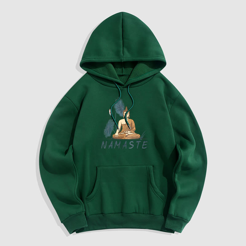 Sweat à capuche doublé en polaire polyester Buddha Stones Méditation NAMASTE
