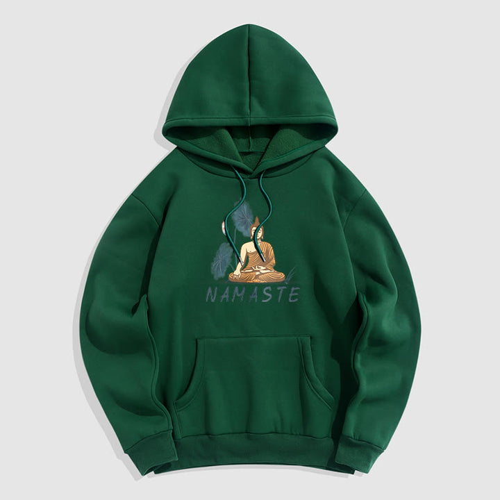 Sweat à capuche doublé en polaire polyester Buddha Stones Méditation NAMASTE