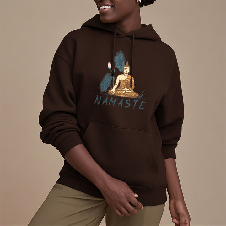 Sweat à capuche doublé en polaire polyester Buddha Stones Méditation NAMASTE