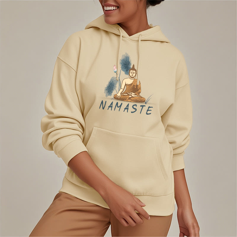 Sweat à capuche doublé en polaire polyester Buddha Stones Méditation NAMASTE