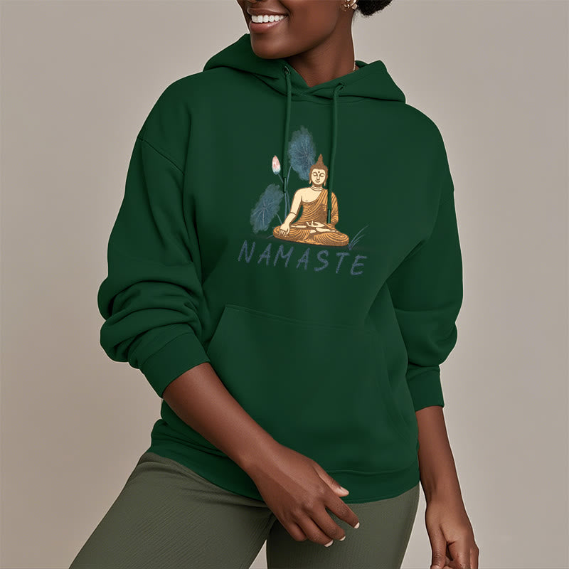 Sweat à capuche doublé en polaire polyester Buddha Stones Méditation NAMASTE