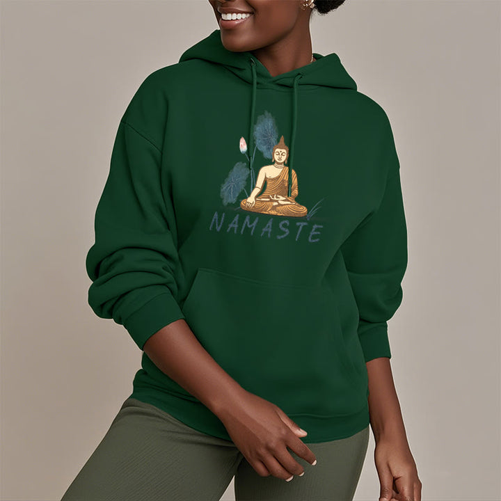 Sweat à capuche doublé en polaire polyester Buddha Stones Méditation NAMASTE