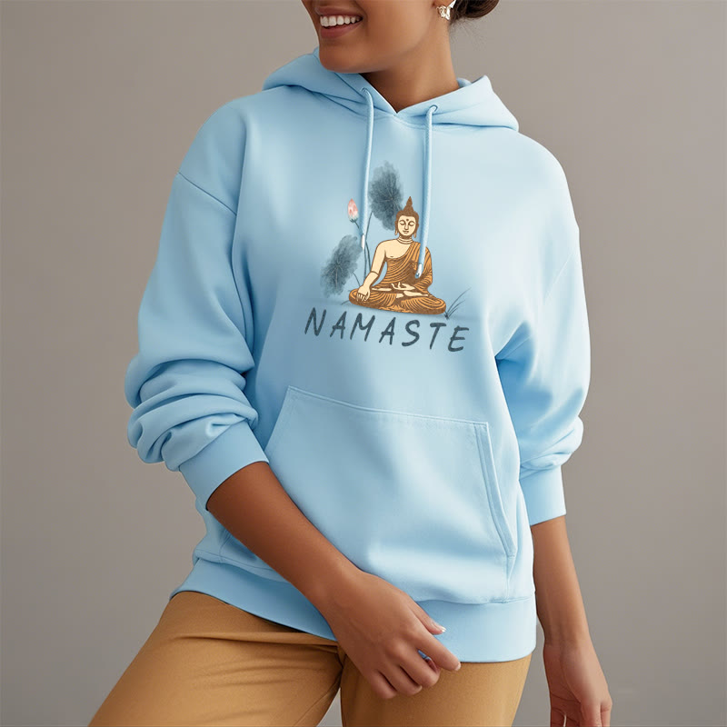 Sweat à capuche doublé en polaire polyester Buddha Stones Méditation NAMASTE