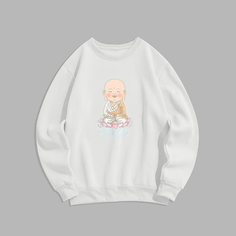 Sweat-shirt à col rond doublé en polaire Buddha Stones RELAX