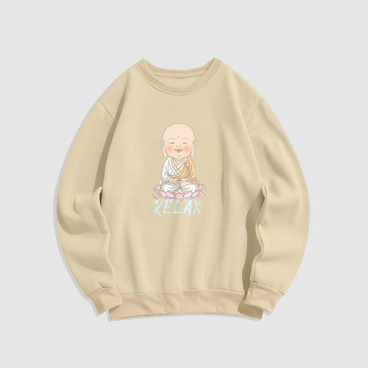 Sweat-shirt à col rond doublé en polaire Buddha Stones RELAX