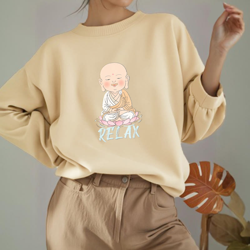 Sweat-shirt à col rond doublé en polaire Buddha Stones RELAX