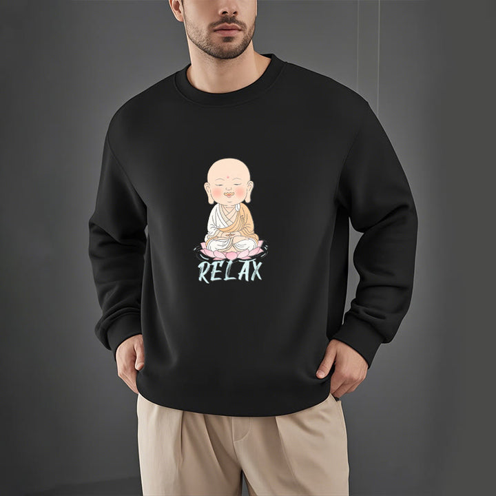 Sweat-shirt à col rond doublé en polaire Buddha Stones RELAX
