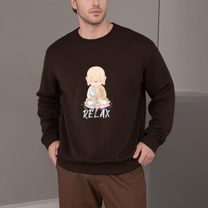 Sweat-shirt à col rond doublé en polaire Buddha Stones RELAX