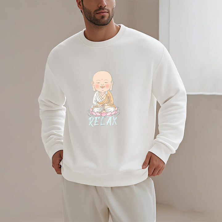Sweat-shirt à col rond doublé en polaire Buddha Stones RELAX