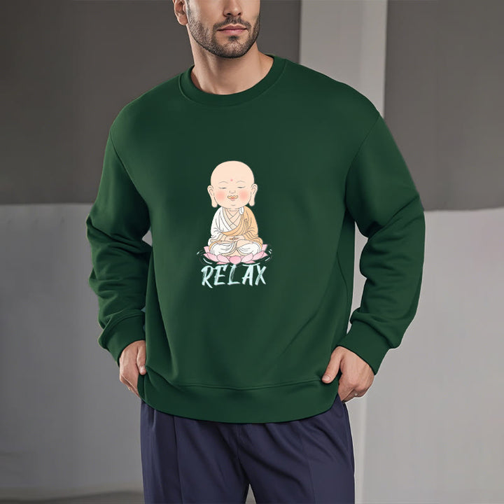 Sweat-shirt à col rond doublé en polaire Buddha Stones RELAX