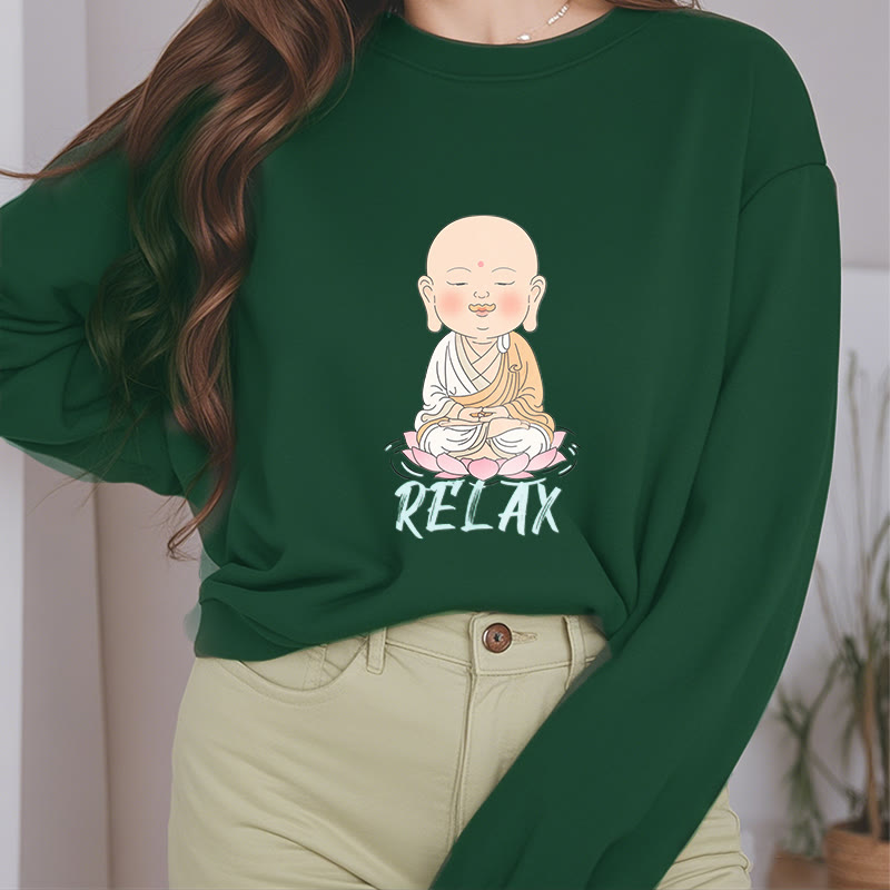 Sweat-shirt à col rond doublé en polaire Buddha Stones RELAX