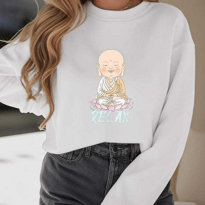 Sweat-shirt à col rond doublé en polaire Buddha Stones RELAX