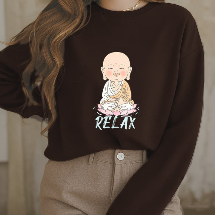 Sweat-shirt à col rond doublé en polaire Buddha Stones RELAX