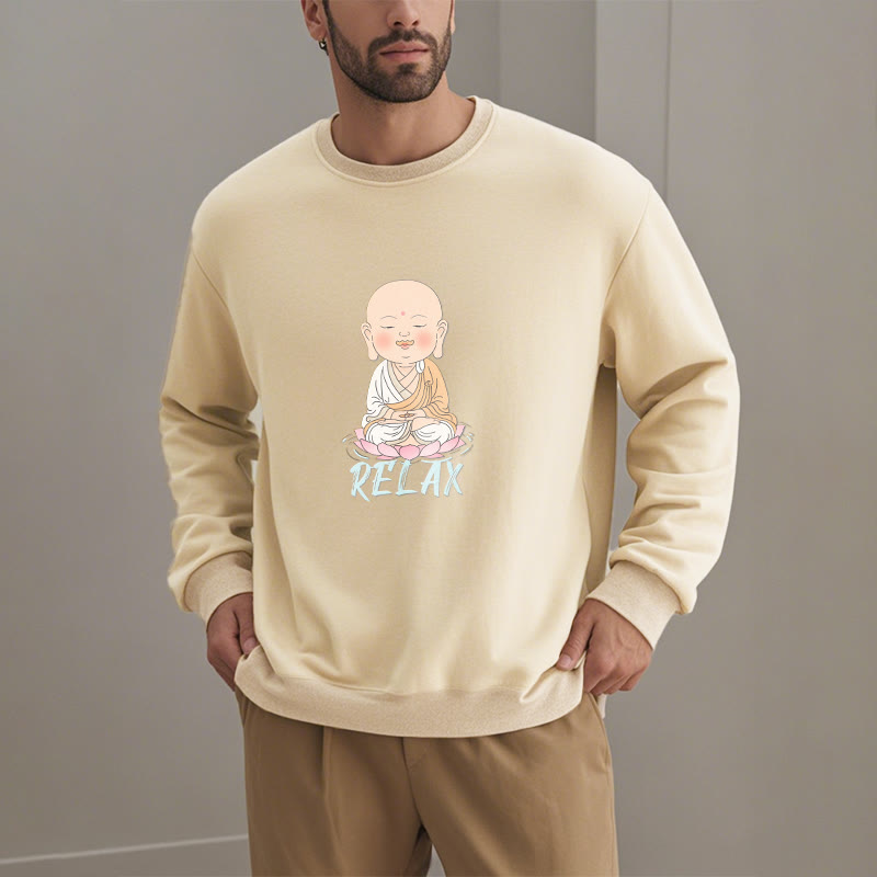 Sweat-shirt à col rond doublé en polaire Buddha Stones RELAX