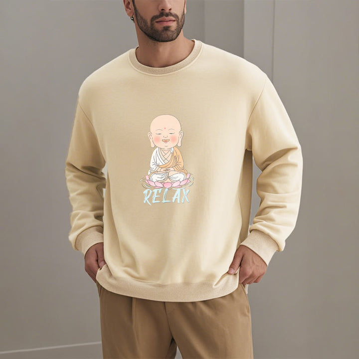 Sweat-shirt à col rond doublé en polaire Buddha Stones RELAX