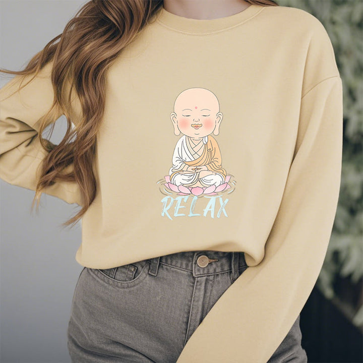 Sweat-shirt à col rond doublé en polaire Buddha Stones RELAX