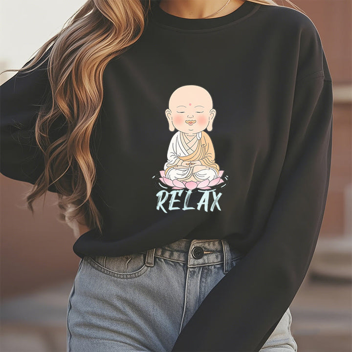 Sweat-shirt à col rond doublé en polaire Buddha Stones RELAX
