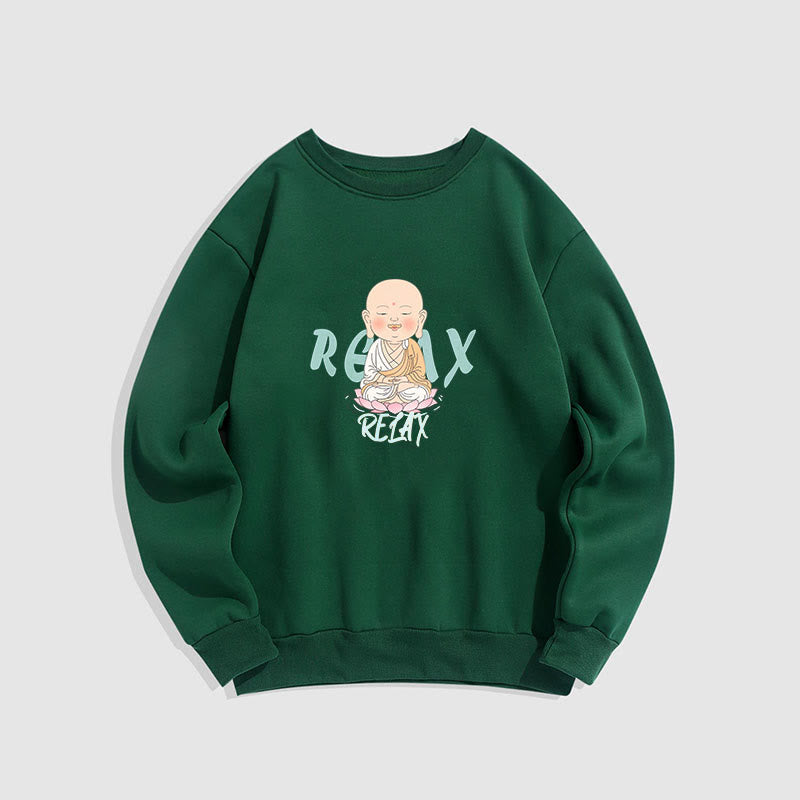 Sweat-shirt à col rond doublé en polaire Buddha Stones RELAX