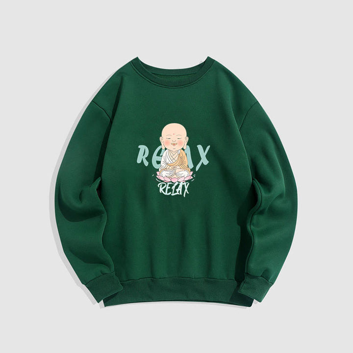 Sweat-shirt à col rond doublé en polaire Buddha Stones RELAX